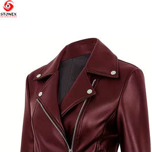 Chaqueta de Cuero para Mujer Personalizada de Alta Calidad, Transpirable, Impermeable y Cortavientos, con Opciones de Color y Diseño Personalizados - Product Image 4