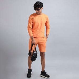 Conjunto corto de cuello redondo para hombre de alta calidad ropa deportiva con logotipo personalizado con serigrafía conjunto corto de Sudadera de punto - Product Image 6