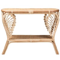 Table Console ovale en rotin de style moderne personnalisable fait à la main étagère décorative en rotin tissé conception en spirale meubles de salon