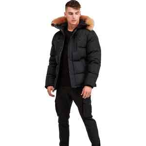 Veste parka d'hiver pour homme à col montant à capuche en fourrure, motif lettres, personnalisée - Imperméable, coupe-vent, respirante, écologique - Product Image 2