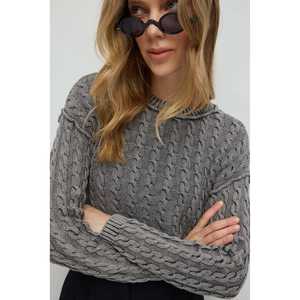 Pull court décontracté pour femme avec détails tricotés, 100 % coton respirant, tissage non tissé, taille XS pour la saison automne/hiver - Product Image 5