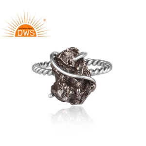Bague en argent Sterling de haute qualité, conception brute, météorite authentique, fabricant de bijoux en pierres précieuses brutes - Product Image 2