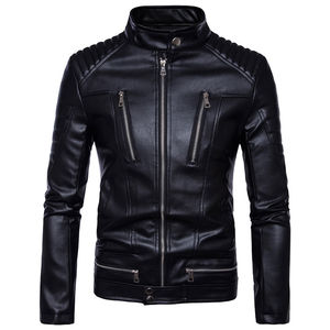 Chaqueta de Cuero Genuino Personalizable para Hombre en Negro, Estilo Primavera Cortavientos con Cremallera Frontal, Chaqueta Moderna para Hombre - Product Image 1