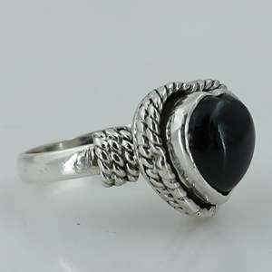 Bague Statement pour Femme en Argent Sterling 925 Fait Main par Navya Craft, Onyx Noir, Style Bohème, Taille 4-13, pour Noël, Anniversaire - Product Image 3