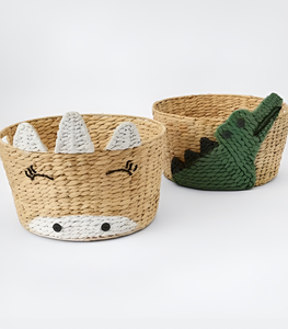 Recién llegado, cesta de almacenamiento para niños con forma de cocodrilo de jacinto de agua natural hecha a mano 2024 de material de seguridad para niños, la mejor venta - Product Image 4