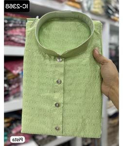 Indian and Pakistani Style Fancy Jequard Fabric <b>Kurta</b> and Cotton Pyjama with Sequins Work with Plus Size Available for Mens Wear - Product Image 2