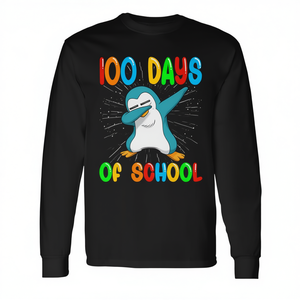 Maglietta promozionale a maniche lunghe con stampa '100 Days of School Penguin Dabbing' - Product Image 2