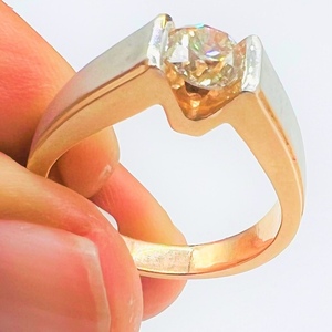 Elegant <b>Men</b> Engagement <b>Ring</b> 14K/<b>18K</b> Solid <b>Gold</b> Certified Natural Diamond Solitaire with Channel Setting - Product Image 2