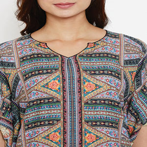 Alta calidad Comfort Fit 100% algodón Draw String Cintura Medias mangas Mehndi Dot Batik Hand Block Kaftan - Product Image 6