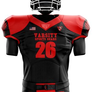 Uniforme de fútbol americano para hombres, pantalones de Jersey rojos y negros personalizados, ropa deportiva de equipo sublimada de alta calidad, equipo de entrenamiento duradero - Product Image 2