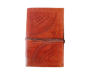 Handmade Vintage Embossed Genuine Leather Notebook with Half Circle Strap Closure Journal Diary Design - Product Image 1