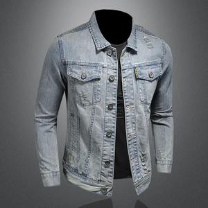 แจ็กเก็ตสำหรับผู้ชายกางเกงยีนส์ซักสีใหม่แจ็กเก็ตผู้ชายผ้าฝ้าย100% ระบายอากาศได้ดีมีสไตล์ - Product Image 2