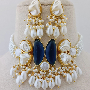 Nazaakat Haute Qualité Imitation Rhodium Plaqué Perle Collier Boucle D'oreille Ensemble Mini Perle Gland Lourd En Laiton De Mariage Fiançailles Fête - Product Image 1