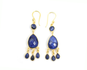 Pierre précieuse naturelle avec plaqué or 18 carats fait à la main pierre taillée à facettes cadeau à la mode pour ses boucles d'oreilles créoles - Product Image 3