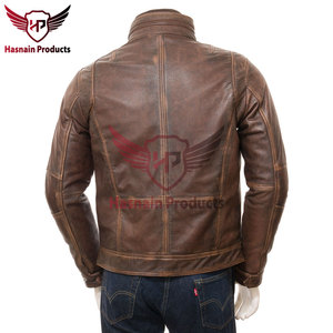 Veste en cuir vintage marron personnalisable, fabriquée à la main pour un style intemporel, finition dégradée pour un look rétro - Product Image 4