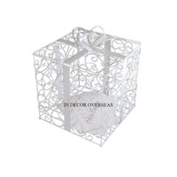 Boîte de cadeaux de mariage en aluminium coulé argent brillant poli Unique Fancy Designer et acrylique de fabricant indien