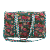 Sac de voyage de luxe en velours vert, décontracté, durable, écologique, tactique, à motif floral, grande capacité, avec fermeture éclair, pour week-end, sport et extérieur