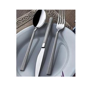 Elegante juego de cubiertos con mango tejido de caña de acero inoxidable de 4 cubiertos de la mejor calidad a precio mayorista - Product Image 3