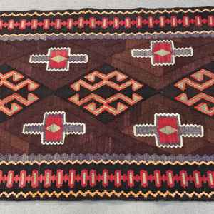 2.8x12.5 ft Vintage <b>Runner</b> Rug, Brown <b>Red</b> Turkish Plants & trees Wool Rug - Product Image 3