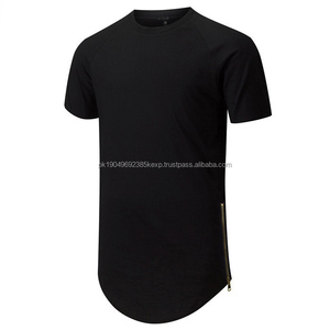 T-shirt avec fermeture éclair latérale tee shirt blanc hip hop t-shirts vierge 100% coton chemise homme vente en gros - Product Image 2