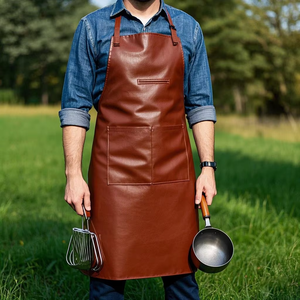 ผ้ากันเปื้อนหนังแท้คุณภาพดีสไตล์แฟชั่นผ้ากันเปื้อนสำหรับเชฟทำงานอเนกประสงค์ - Product Image 2