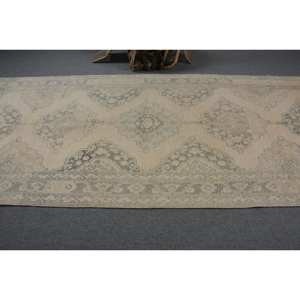 Tapis turc vintage 4 pieds 8 pouces X 12 pieds 7 pouces, tapis en laine tressée beige et gris avec support en latex pour décorations de salon - Product Image 3