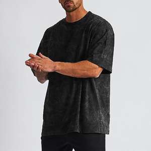 T-shirts surdimensionnés en coton délavé pour hommes T-shirts vierges à manches courtes Streetwear T-shirts surdimensionnés délavés à l'acide - Product Image 5
