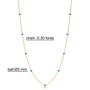 <b>Blue</b> <b>Beaded</b> Enamel Design Trendy Chain Necklace Turkish Handmade Wholesale Dainty Pendant 925 Sterling Silver Jewelry - Product Image 2