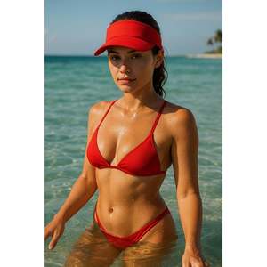 <b>Red</b> Extended Visor Open <b>Top</b> <b>Hat</b> - Stylish Sun Protection Headwear Spk13 - <b>Red</b> - Product Image 2
