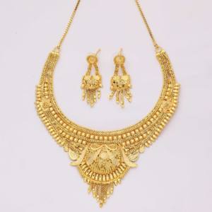 สร้อยคอสั้น14K 18K 24K ไมโครโกลด์ที่เต็มไปด้วยชุดเครื่องประดับดีไซน์แบบดั้งเดิมชุดสร้อยคอแฟชั่นทองเหลืองไมโครโกลด์ - Product Image 1