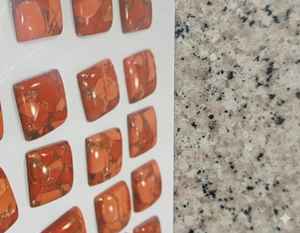 Pierre précieuse naturelle de qualité supérieure, obsidienne quartz, paire non montée d'Inde pour bijoux, couleur rouge, dos plat - Product Image 5