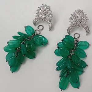 2024 Trendy Design Sparkling Green Stone Jewelry Earrings for women Use Available at Wholesale Price