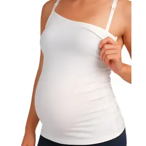 Maternity Nursing <b>Undershirt</b> Comfortable and Breathable Clothing in Beige Black White Sizes S-XL - Product Image 1