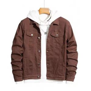 2025 New Men's White Hooded Zipper <b>Denim</b> Jacket, a New Stylish and Customized Two-piece Cotton-Fleece Jacket With <b>Denim</b> <b>Fabric</b> - Product Image 2