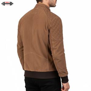 Chaqueta Bomber de Cuero y Pana para Mujer, Talla Grande, Manga Larga, Color Marrón, Servicio OEM 2025 - Product Image 3