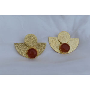 earing brass stone hoop goldplated latest <b>beautiful</b> traditional <b>beautiful</b> golden matte finishing earing for girls and women - Product Image 1