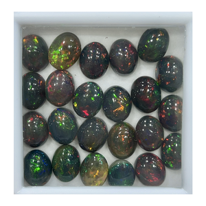 AAA Natural Black Ethiopian <b>Opal</b> Full Flashy Calibrated 8x10mm Oval Cabochons Bulk Collection Cabochons Gemstones - Product Image 1