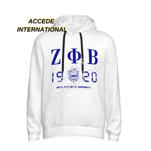 Venta al por mayor de alta calidad serigrafiado jersey blanco con capucha Devine 1920 Zeta Phi Beta Sorority 80% Algodón 20% poliéster capucha - Product Image 1