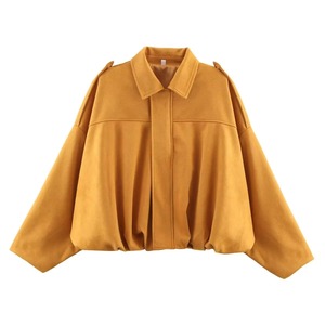 TFMLN femmes daim Bomber veste printemps nouvelle mode à manches longues fermeture éclair surdimensionné solide Bomber manteau Chic dame 2025 Streetwear - Product Image 3