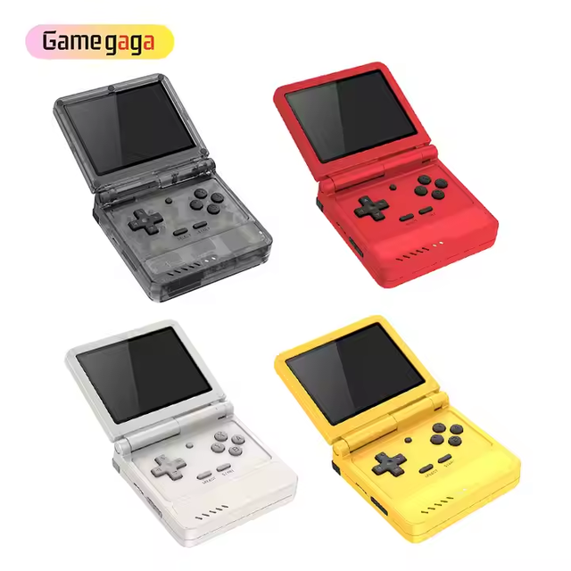 S Powkiddy V90S Flip Handheld Game Console 64GB 3.5 Inch Screen Portable Linux System Open Source Quanzhi A133 Plus Quad Core