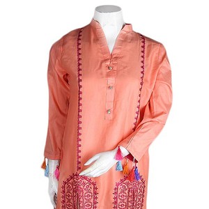 Traje de Algodón de 2 Piezas Bordado para Mujer - Color Durazno - Product Image 1