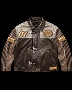 Veste de moto pour homme Valley Sport en PU, rouge et blanc, col rabattable, coupe-vent, style motard, impression par transfert thermique - Product Image 4