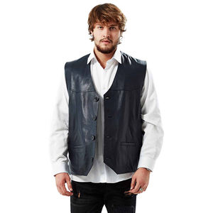 Meilleurs gilets en cuir véritable pour hommes, gilet de motard de haute qualité avec logo personnalisé, vêtement d'hiver tendance - Product Image 3