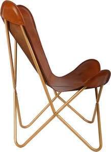 Silla decorativa de mariposa antigua hecha a mano, lujoso acabado de hierro de cuero, plegable para el hogar, oficina, sala de estar, estilo rústico - Product Image 2