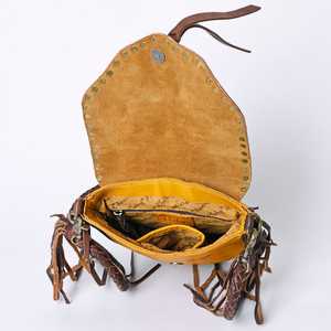 กระเป๋าหนังกลับทำมือสไตล์โบฮีเมียนสำหรับฤดูใบไม้ร่วง ปรับแต่งได้ เป็นมิตรกับสิ่งแวดล้อม พร้อมพู่ห้อยเย็บติด ใช้สะพายข้างสำหรับผู้หญิง - Product Image 5