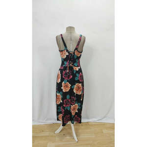 Women's Strappy Wide V-Neck <b>Back</b>-<b>Tie</b> Slit Supreme Dress, 25925 - patterned - Product Image 5