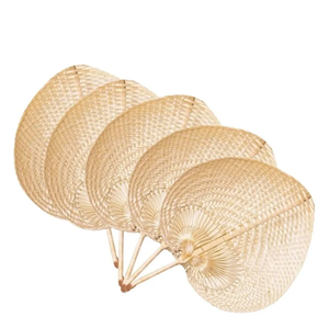 Éventails à main écologiques-Fait à la main à partir de bambou et de feuille de palmier pour décoration tropicale et cadeaux - Product Image 1