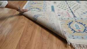 8x10 oushak พรมงาช้าง Bisque, พรมขนสัตว์ดอกไม้, สีฟ้าสีเขียวและสีปัดแก้มพื้นที่พรมตุรกีขนาดใหญ่, พรมที่ทันสมัย: Azalea - Product Image 5