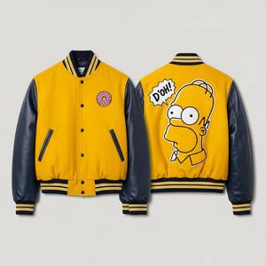 Veste universitaire vintage en mélange de laine d'hiver de qualité supérieure avec broderie et logo frontal, manches en cuir OEM/ODM - Product Image 1