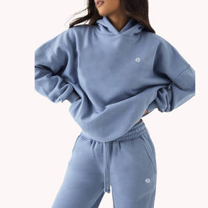 Soft Fleece Hoodie with Wide Leg <b>Sweat</b> <b>Pants</b> <b>Women</b> Two Piece Casual Lounge Set Relaxed Fit Drawstring Waist Apparel - Product Image 3